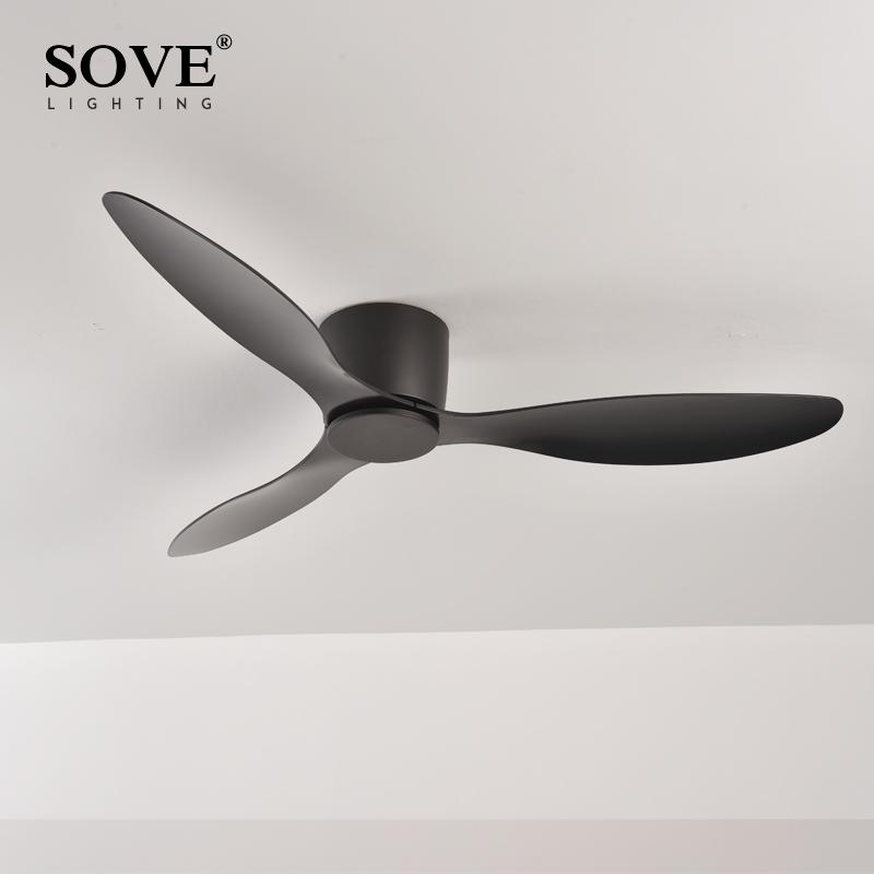 SOVE Moderner Schwarz Weiß Niedriger DC-Motor 30W Deckenventilator Mit Fernbedienung Einfacher Deckenventilator Ohne Licht Heimventilator 220V