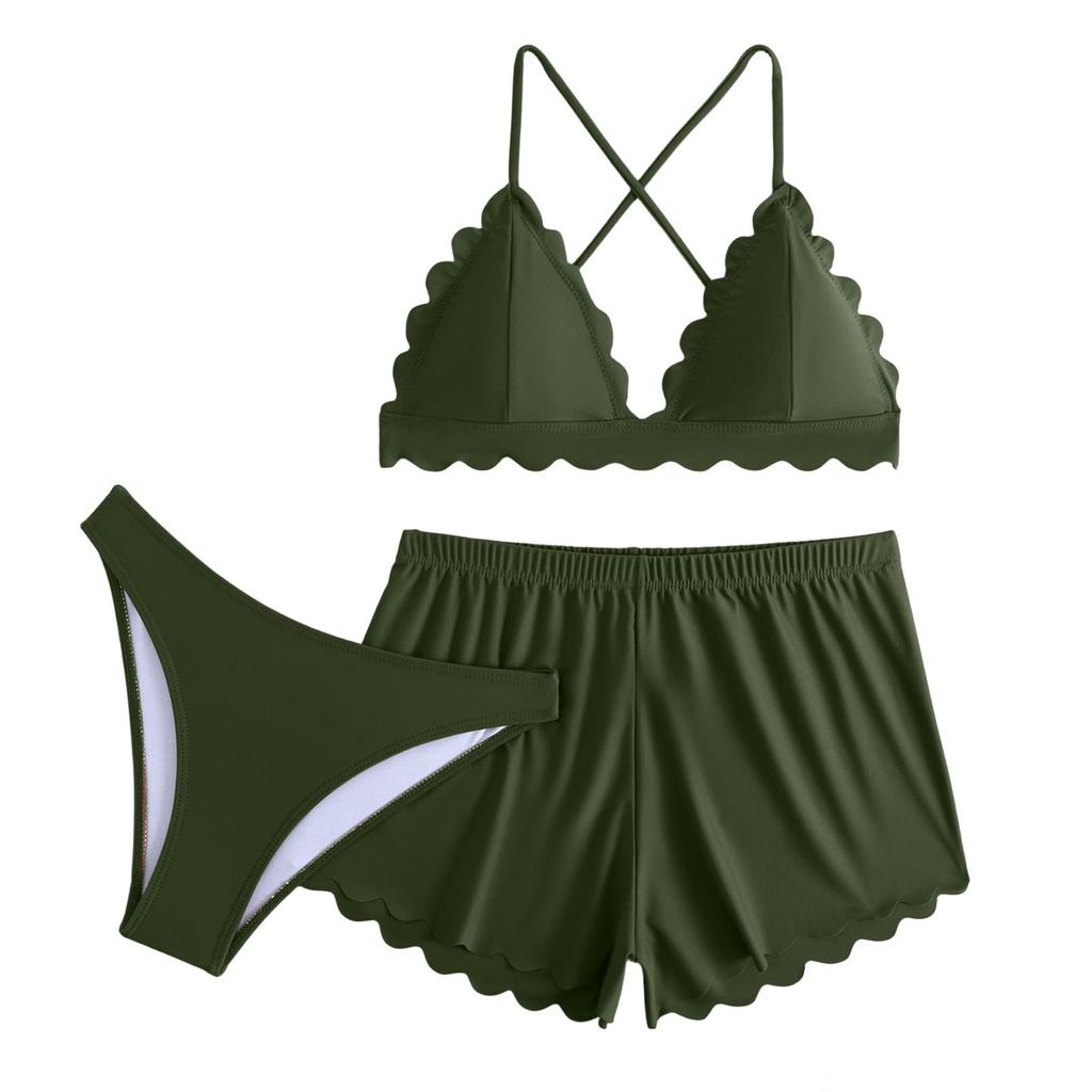 Women's Color Bikini  Swimsuit Swimsuit Three Piece Set