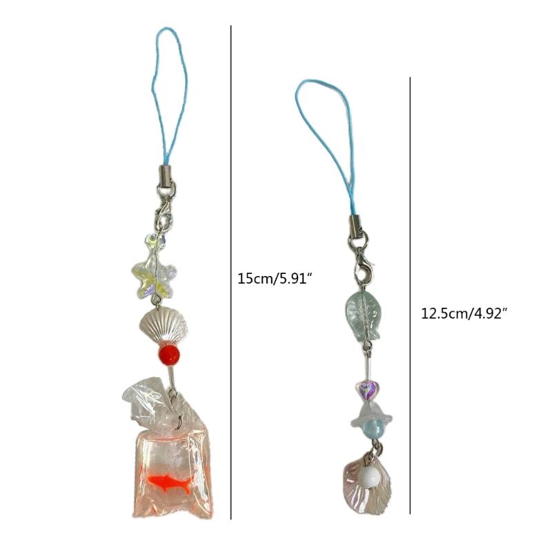 Adorable Beaded Phone Strap Chain Handcrafted Mobile Phone Accessories Pendant Unique Style Ocean Themed Gift for Girl