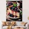 Blackberry Cheesecake Dessert Art Patterned Tapestry Home Decor, Suitable for Bedroom and Living Room, Gift