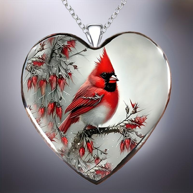 Elegant Love Bird Pendant Necklace - Y2K Inspired Red Bishop Bird Jewelry for Men & Women, Perfect Birthday or Anniversary Gift