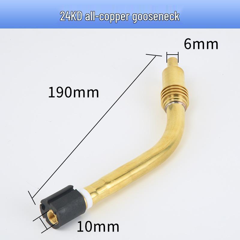 Binzel Style 36KD Argon Arc Welding Gun: All-Copper Bent Nozzle, Contact Tip, Protective Rod, Splitter.