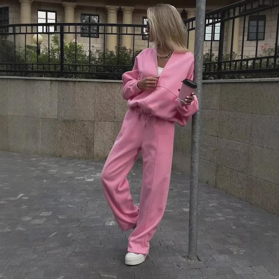 Dámský podzimní ležérní svetr na zip, dvoudílný set 2025