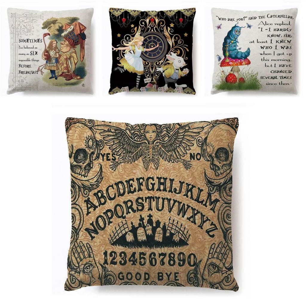 Cotton Linen Alice In Wonderland Pillow Case For A Charming Decor**