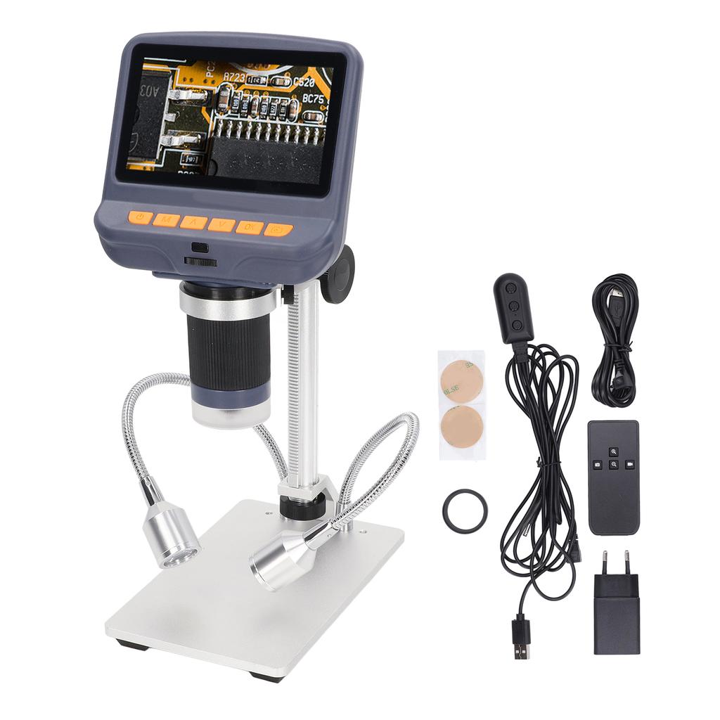 4.3in HD Digital Microscope Set Double Sided Adhesive Light Control Power Cord  Remote Control for Cellphone Repairing