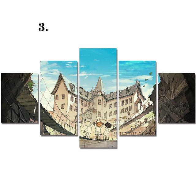 Canvas Anime Characters Painting 5 Pieces The Promised Neverland Posters Modern Home Decor Wall Picture Living Room No Frame Art