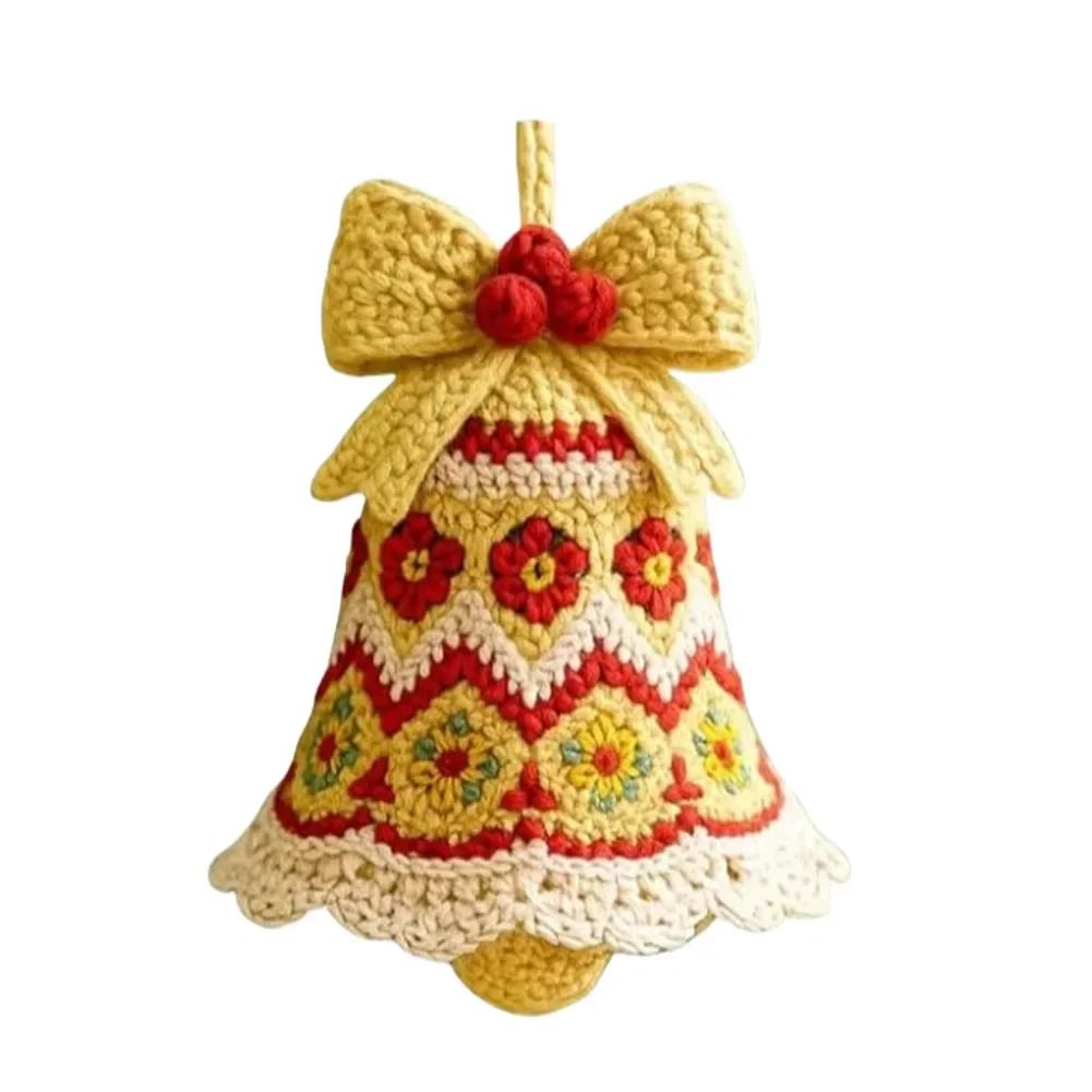 1PC Christmas Bell Ornament Kit DIY Crochet Christmas Bell Ornament Set Perfect Beginner Christmas Decoration Drop Ornaments жёлтый