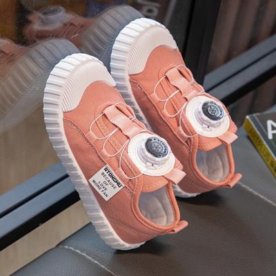 Children's Canvas Shoes Girls Spring and Autumn Hundred Casual Single Shoes Students Rotary Buckle Breathable White Performance Shoes Boys Girls