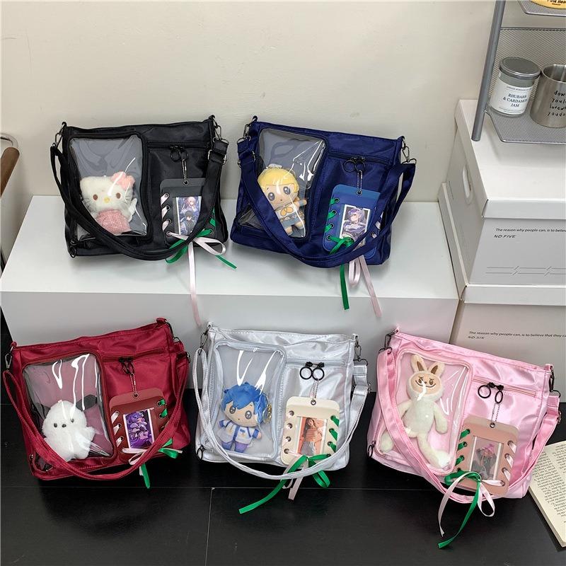 New academic style class messenger bag women's simple large-capacity tote bag transparent bar shoulder pain bag