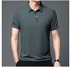 210g Men's Plus Size Embroidered Lapel Polo Shirt - Casual, Non-Iron, Dad Style