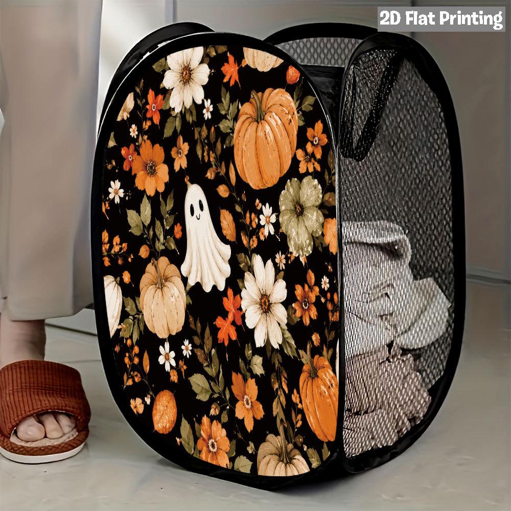 1Pcs Halloween Series 4 Pop-Up Laundry Hamper Expandable Mesh Hamper Basket for Room Bedroom Bathroom Organization Contemporary Storage