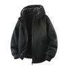 2025 Autumn Winter Fashion Men Solid Color Thick Warm Jacket Men Casual Loose Hoodies Male Hooded Fleece Sweatshirts