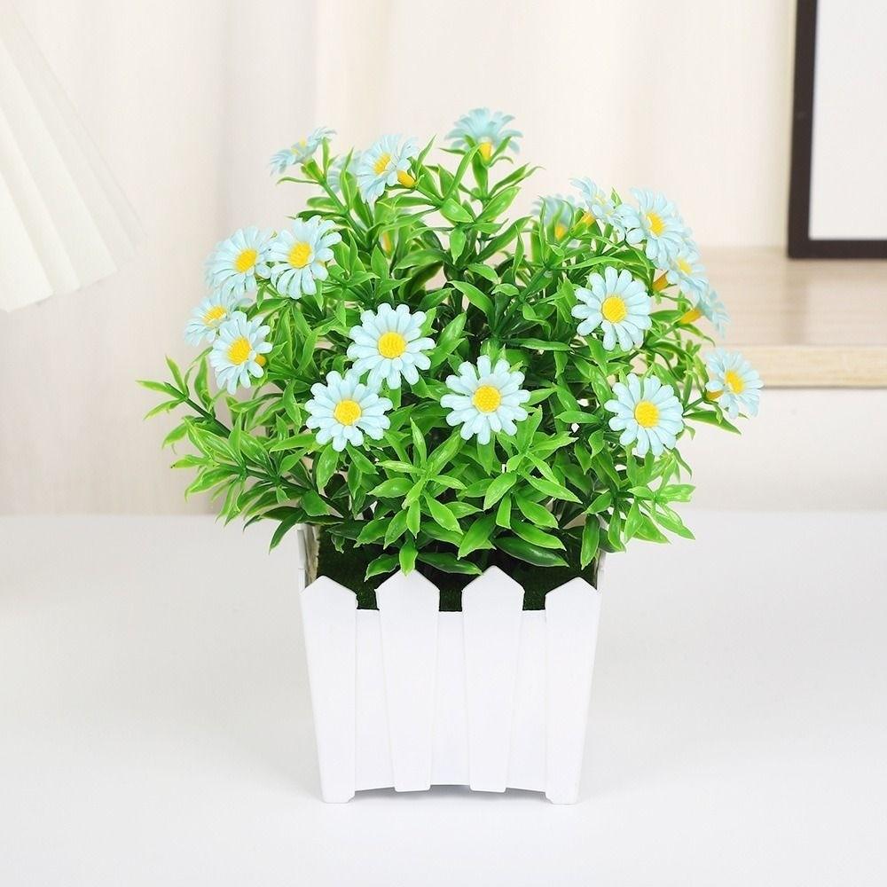 High Quality Plastic Artificial Daisy Fence Small Sunflower 18*21cm 5 Colors Fake Flower Potted Fence Flower Set Home Decor