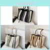 Canvas Tote Bag For Women With Striped Pattern And Zipper Closure For Daily Use