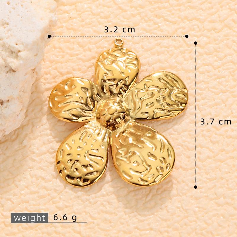 18K Gold Stainless Steel Flower Pendant Necklace & Earrings Set