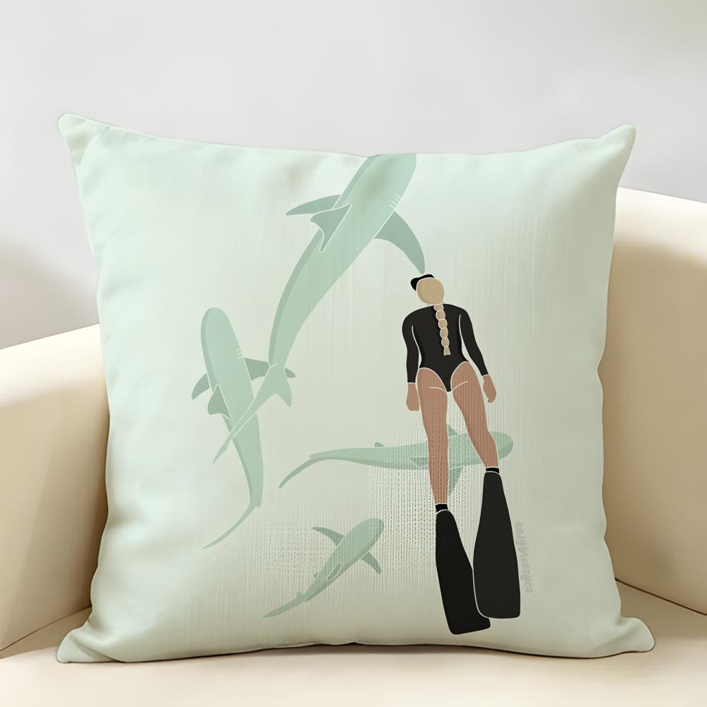 Summer Surfing Ins Art Cushion Cover Natural Linen Organic Fabric DoubleSided Printing Room Sofa Decor Pillow Case