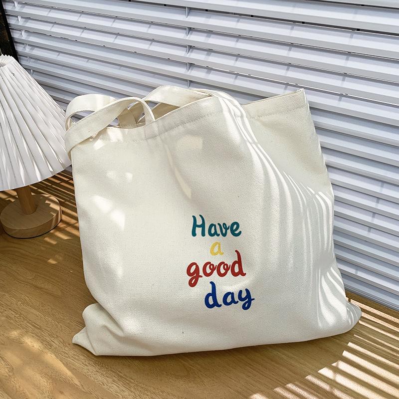 

Large Capacity Portable Women s Shopping Bags Simple Letter Prints Ladies Canvas Shoulder Bags College Girls Casual Handbags бежевый