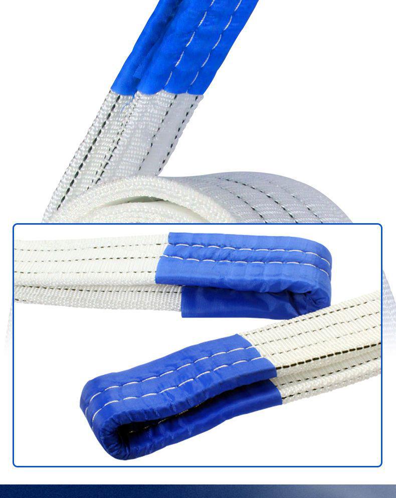 White Flat Lifting Sling - 2, 3, 5 Ton Capacities - Industrial Crane Fabric Hoist Rope