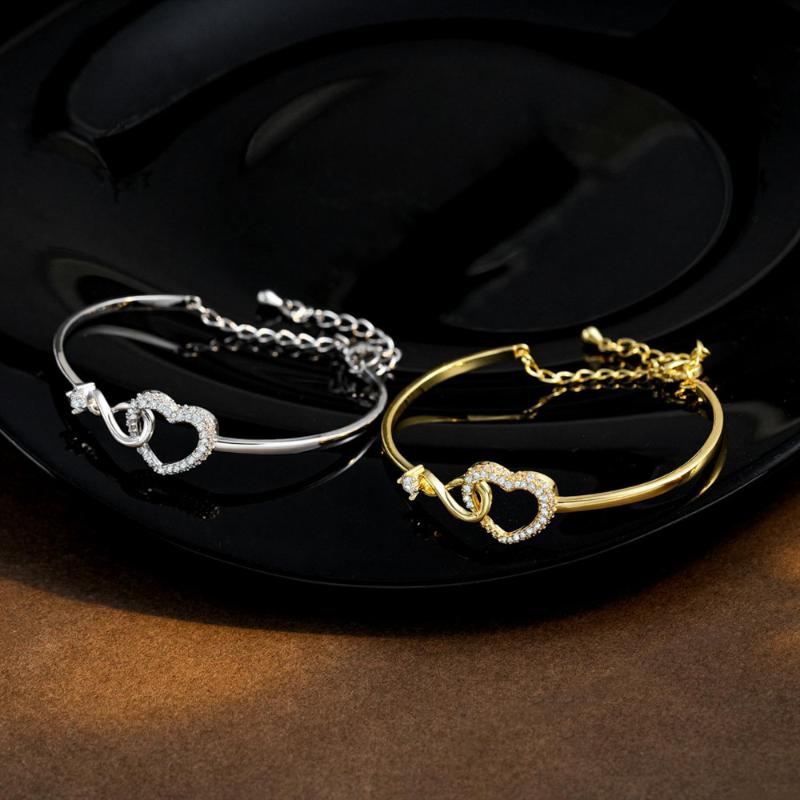 Zircon Heart Hollow Out Bracelet For Women Simple Versatile Fashion Bracelet Temperament Light Luxury Bracelet Gift