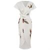 Vestido Corto de Moda Europeo-Americano con Estampado de Satén, Manga Corta y Cinturón (Nuevo Estilo 2026)
