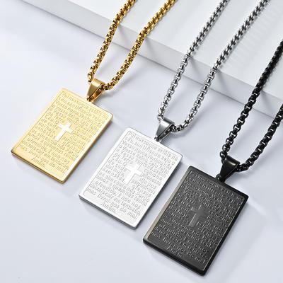 Prodej Titanové Ocelové Náhrdelníky s Modlitebním Textem v Evropě a Americe Jednoduché a Personalizované pro Páry Nerezová Ocel Přívěsek Módní Doplněk