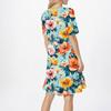 Damen Casual Rundhals Kurzarmkleid Lockeres Taillenplisseekleid Taillenplisseekleid