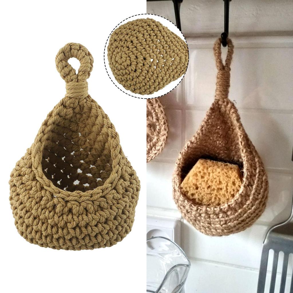 Kitchen Woven Basket Hanging Storage Baskets Cotton Rope