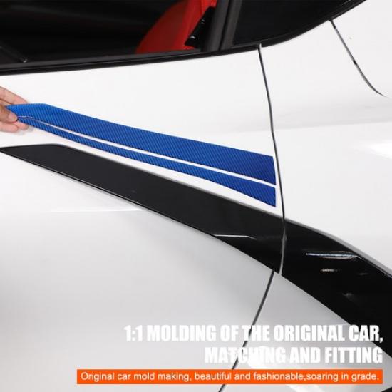 Blue Carbon Fiber Exterior Side Door Handle Frame Trim Sticker For Corvette C8