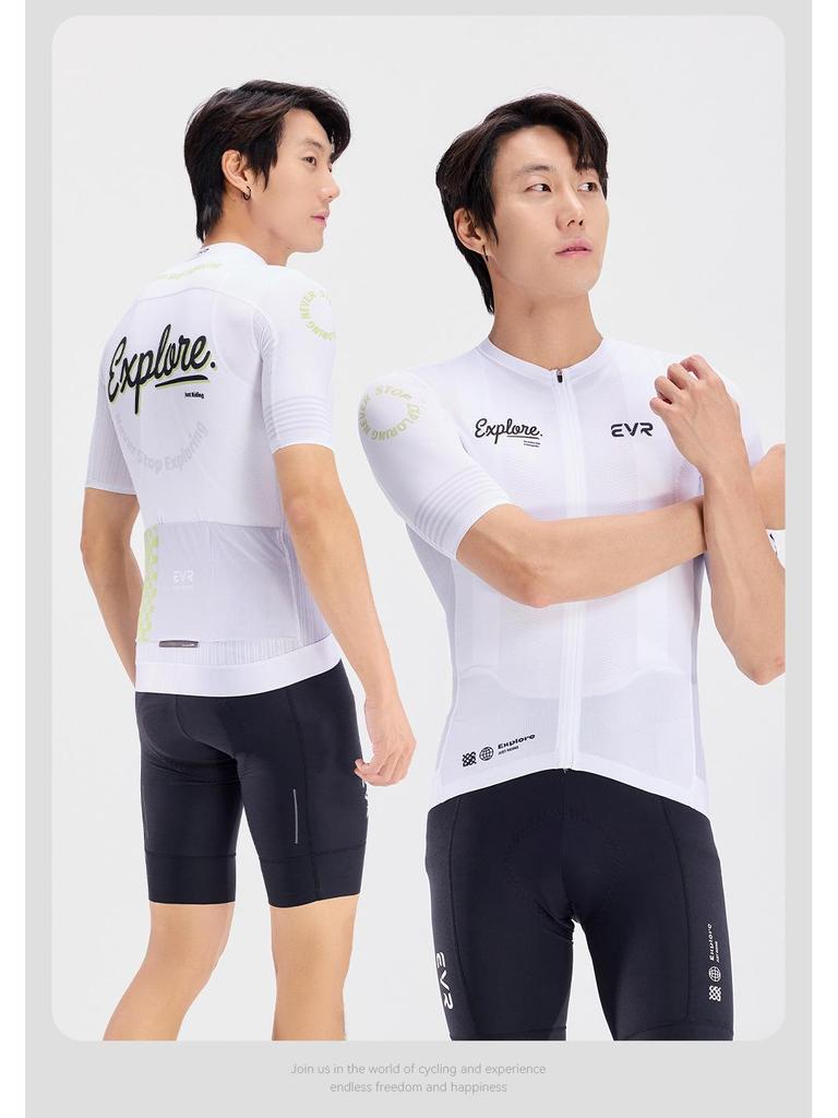 EVR Men's Quick-Dry Summer Cycling Jersey - Short Sleeve Printed Top (Explore Series)