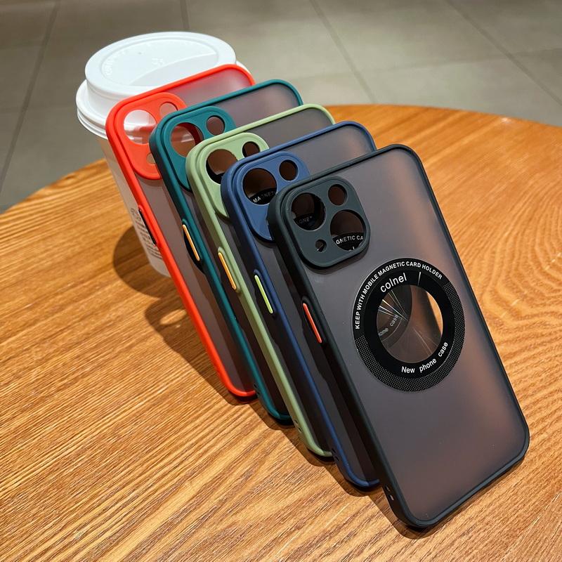 

Для iPhone 14 11 акриловый матовый корпус с ощущением кожи для 13 Pro Max 12 противоударный мягкий край магнитная задняя крышка