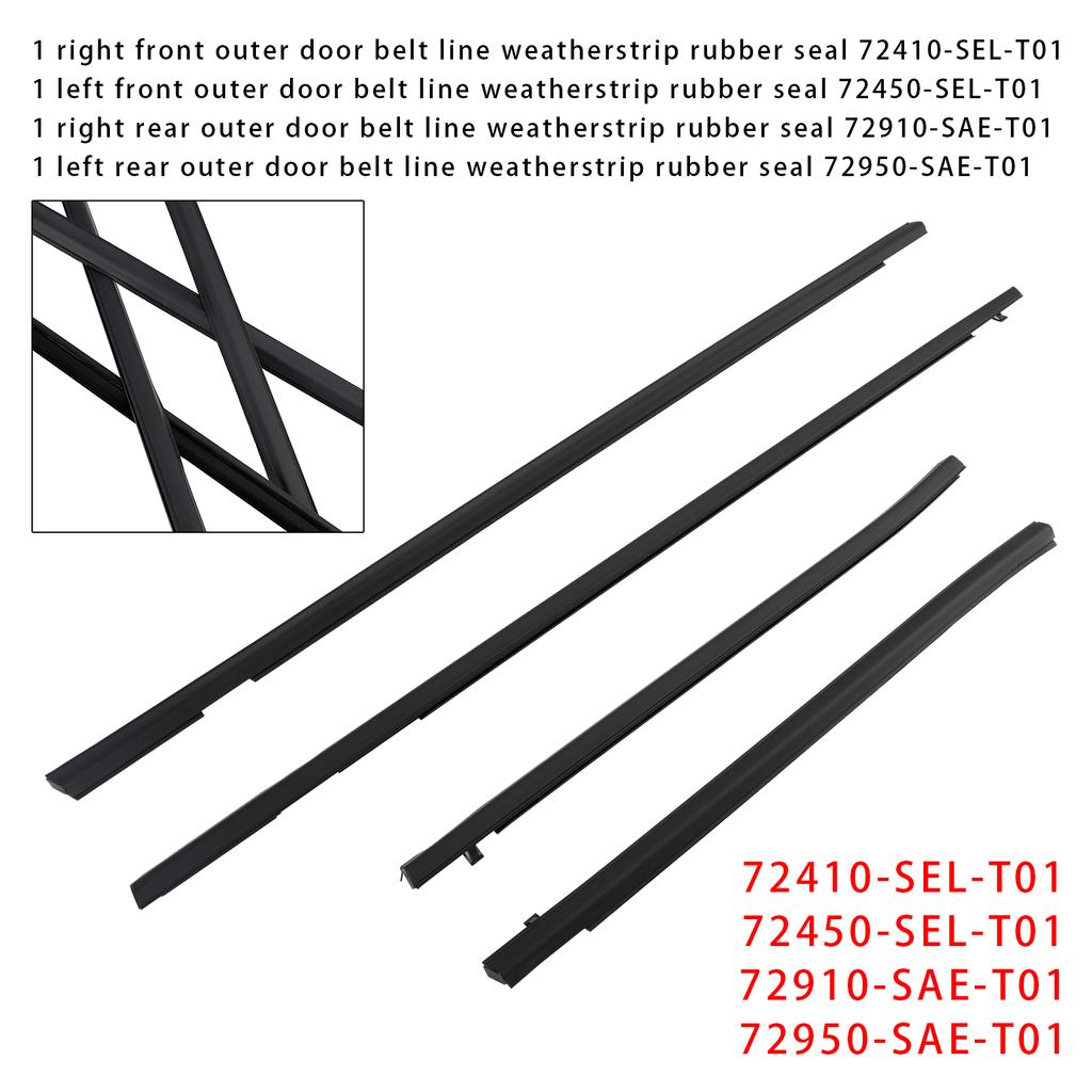 4 STÜCKE Wetterschutzleiste Gummidichtung Türgürtel für Honda FIT JAZZ 1. Generation 2001-2008