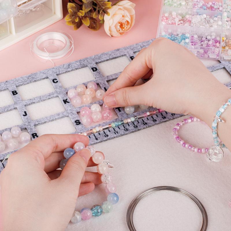 Felt Beading Mat Rectangle Felt Bead Design Boards With Centimeter Alphabetic Scale Beads Tray Bead Pads For Art Crafts