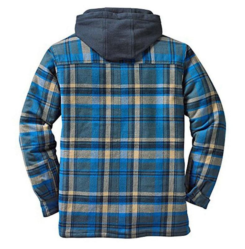 Men's Autumn/Winter Plaid Hooded Cotton Jacket 