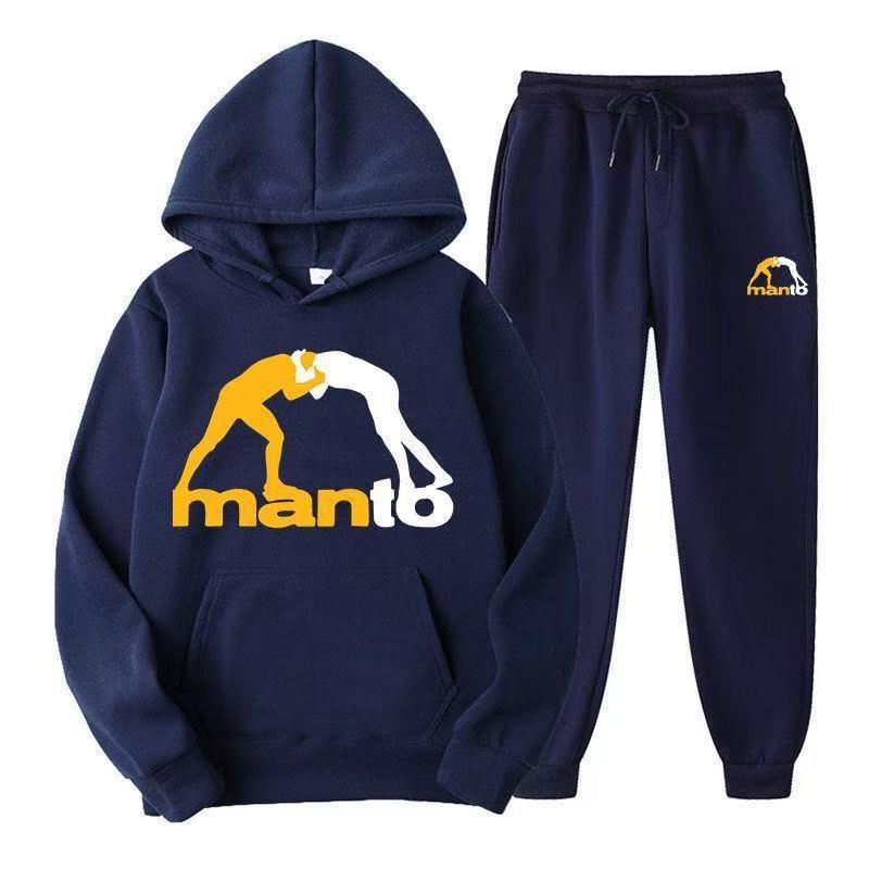 Mens Fleece Hoodie Tracksuit Long Sleeve Athletic Casual BJJ Training Set S-XXXL