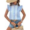 Sommer Gestreiftes Spitzen-Patchwork Hemd Damen Lotusblatt Fliegender Ärmel Cardigan Hemd