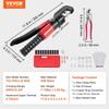 Crimping Tool, AWG12-2/0 Copper And Aluminum Terminal Battery Lug Hydraulic Crimper, with a Cutting Pliers, Gloves, 10pcs Copper Ring Connectors, 8 x
