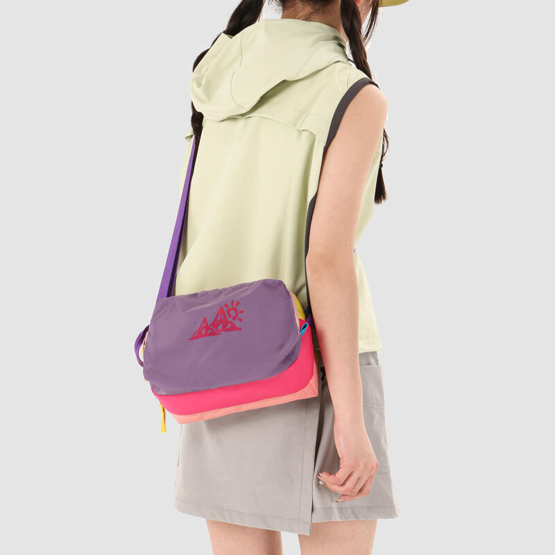 Color Block Crossbody Bag with Mountain Print Design Lightweight Shoulder Bag for Outdoor and Daily Use