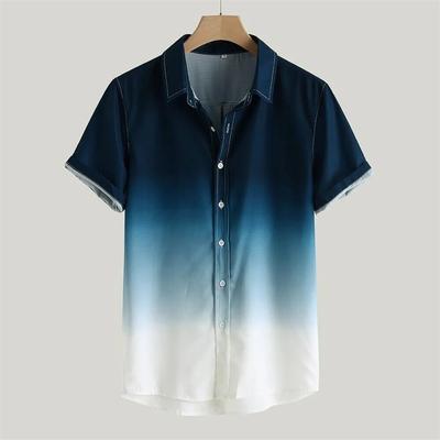 Sommermode Herren Kurzarmhemden Farbverlauf Bedruckte Oberteile Lässige Businesshemden Alltags-Street-Oberteile Übergröße S-5XL