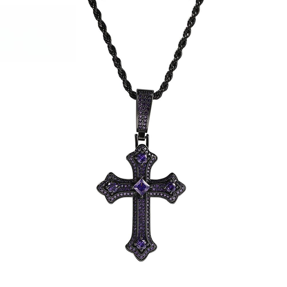 Accessories Hip Hop Cross Diamond Pendant Necklace Vintage Niche Versatile Necklace