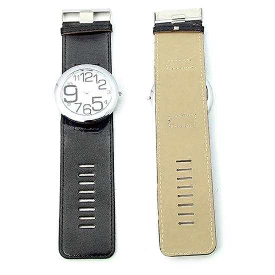 Men Women Luxury Sport Faux Leather Big Marker Analog Quartz Wrist Watch