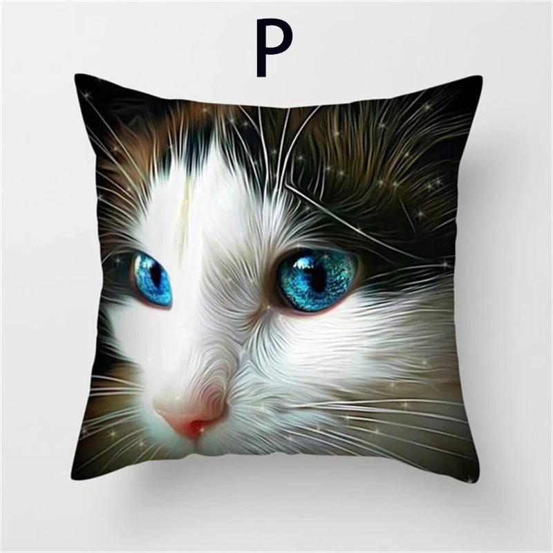 Cushion Cover Cute Cat Pattern Square Pillowcase Zipper Birthday Gift Sofa Home Hotel Decoration 45*45Cm