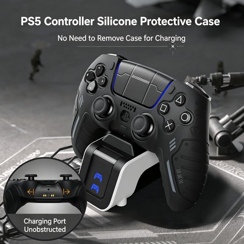 4 Colors | Mecha Silicone Case for PS5 Controller, Anti-Slip Grip чёрный
