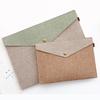File Bag Pure Color Imitation Linen Folder Office File Bag
