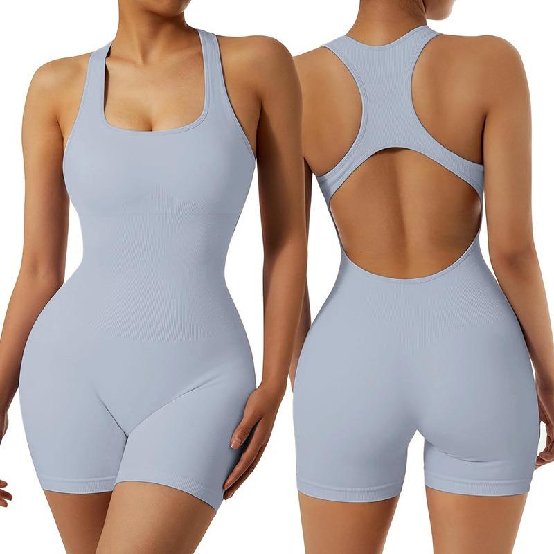 Seamless Back Cutout High Stretch Butt Lifting One Piece Yoga Jumpsuit For Gym Training