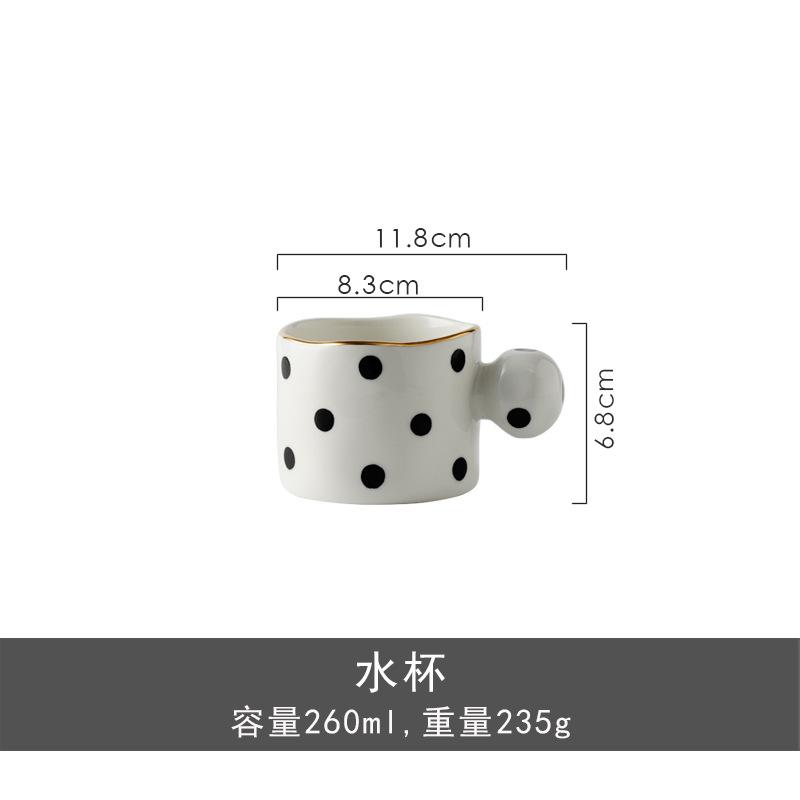 Gold Plated Polka Dot Ceramic Dishes Set Fine Steak Plate Salad Dessert Dishes Dinner Plate Cooking Utensils Kitchen Utensils