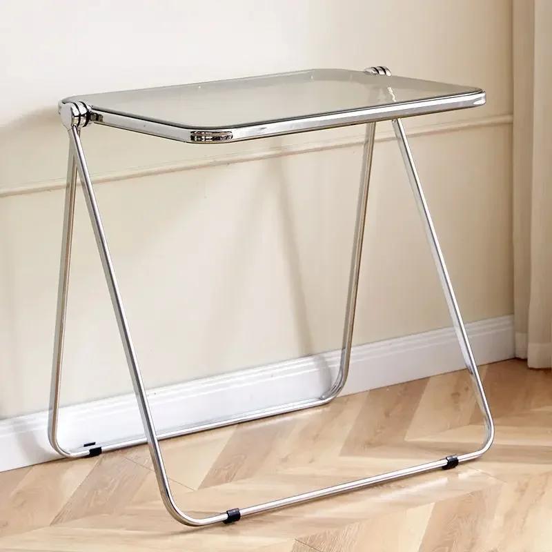 Acrylic Folding Desk Portable Small Table Study Desk Balcony Computer Table Mini Bedroom Bed Side Table Furniture Living Room