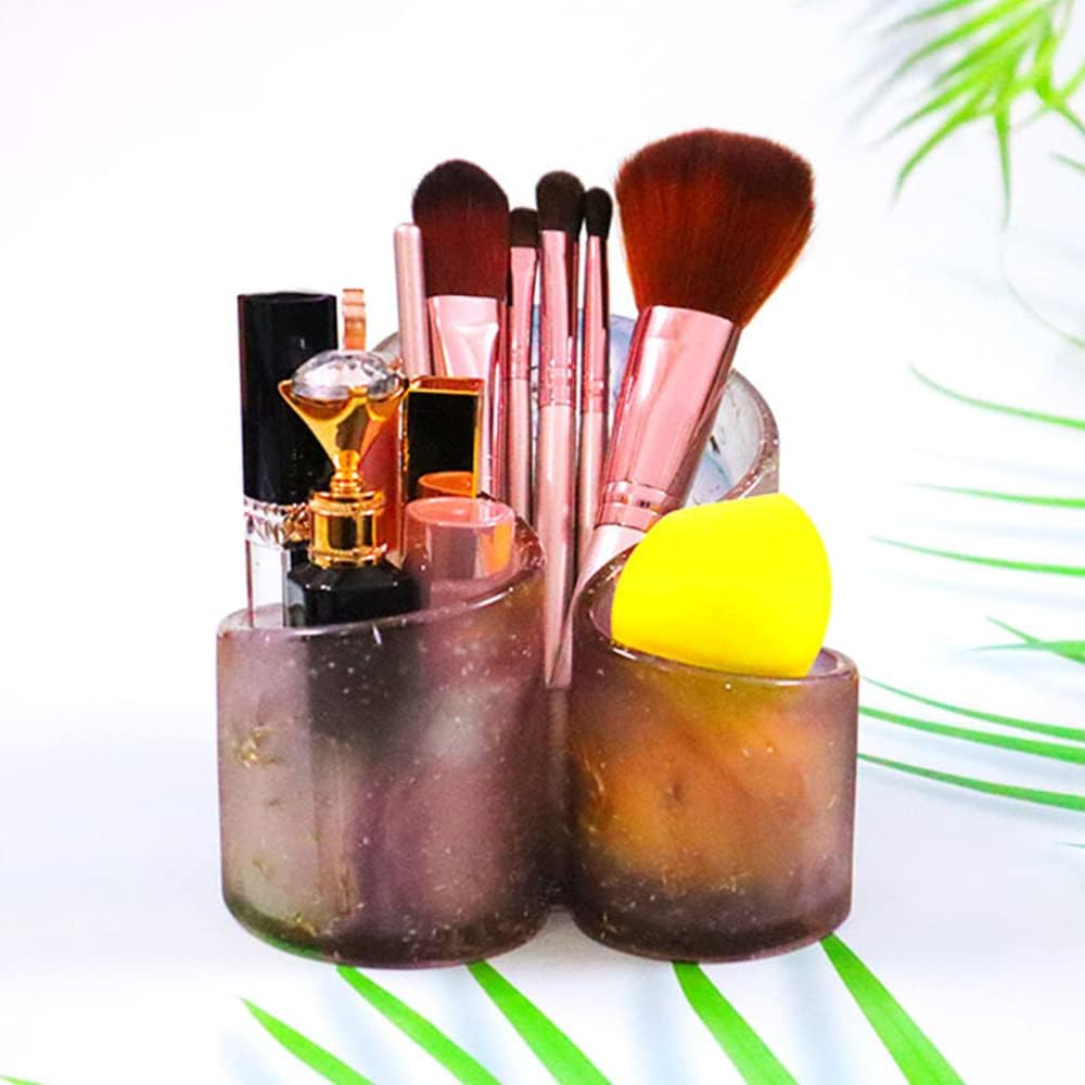 1 STK Harzformen Silikon Aufbewahrungsbox Form, Einzigartiger Make-up Organizer Schmuckbehälter Epoxidform mit 3 Fächern, Stift Pinselhalter Form