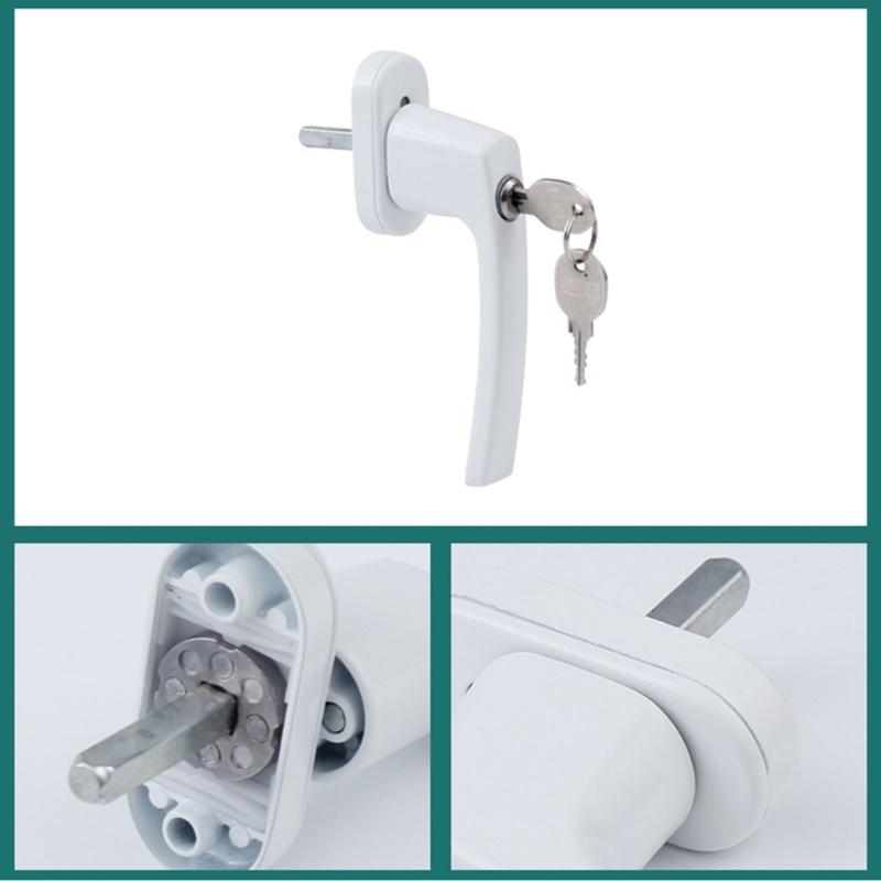 2Pcs Aluminum Alloy Window Handles Lock With Key & Screws Balcony Door Handle Lockable Double Glazing Window Handle