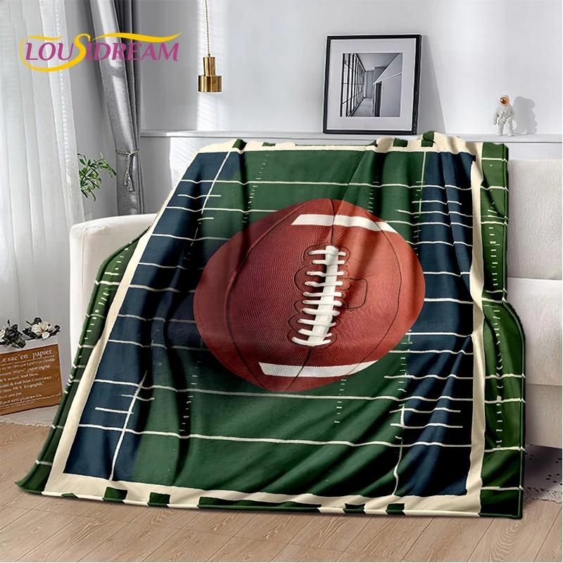 Rugby Field Rugby 2025 Style New American Football Cartoon Soft Blanket,Soft Throw Blanket for Home Bedroom Bed Sofa Travel Kids