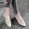 Mid Heel Shoes Women Heels Wedding PU Leather Hollow Out Black Square Heel Formal Shoes Office Lady Spring Fall Zapatos Flats